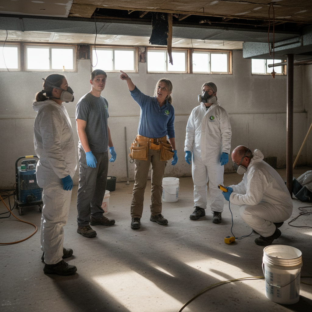 The Point Pleasant Mold Remediation team at work in Point Pleasant
